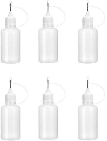 BSTCAR Applikatorflasche 30ML Nadelflaschenapplikator, Leimflasche Nadelspitze Applikatorflasche 6 Stück Leim Shaker Nadelspitze Leimflasche für DIY Quilling Craft, Ölerflasche, kleine Klebeprojekte
