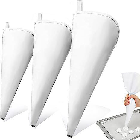LUKIUP 3 Stücke Profi Spritzbeutel, 40/35/30 cm Spritzbeutel Wiederverwendbar Baumwolle Beschichteter Sahnebeutel für Dekorieren Von Gebäck, Torten Geeignet, Hausbacken
