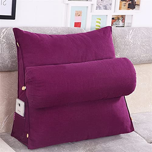 Komfort weiches Bett Rest Reading Kissen Big Wedge Erwachsene Rückenlehne Lounge Sofa Kissen Back Support Kissen für Bett Sitzen Dreieckskissen 346 (Color : Purple)
