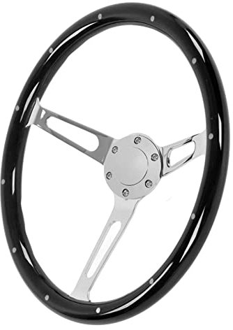 Volante classico, 380 mm/15 pollici, impugnatura in noce, 3 razze rivettato 6 fori per modifica universale