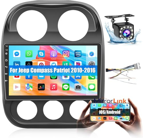 Roinvou Para Jeep Compass Patriot 2010-2016 Android radio coche estéreo estéreo con pantalla táctil Android 13 IPS 10.1 pulgadas con espejo enlace GPS navegación WiFi Bluetooth USB FM RDS