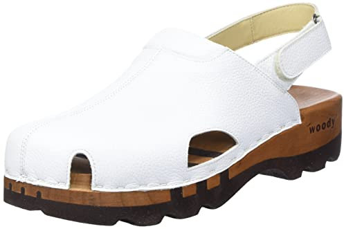 woody Herren London Holzschuh, Weiss, 46 EU