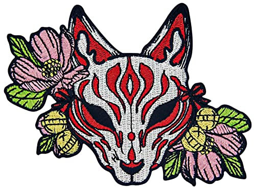 Aufnäher mit Aufschrift Arctic Fox mit schönen Blumen, bestickt, zum Aufnähen oder Aufbügeln