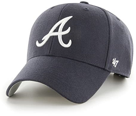 '47 MLB Atlanta Braves MVP Unisex-Baseballkappe, Verstellbar, Hochwertiges Design und Verarbeitung, White Logo, Navy Blue