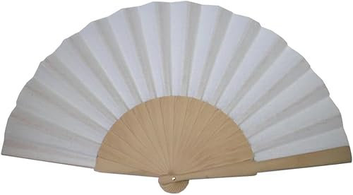 Wooden Folding Handheld Fan, Chinese Fabric Foldable Hand Fan for Men Women Performance Dancing, Party, Birthday Wedding Festival Gifts, DIY Home Wall Decorations (Pack of 1, White)