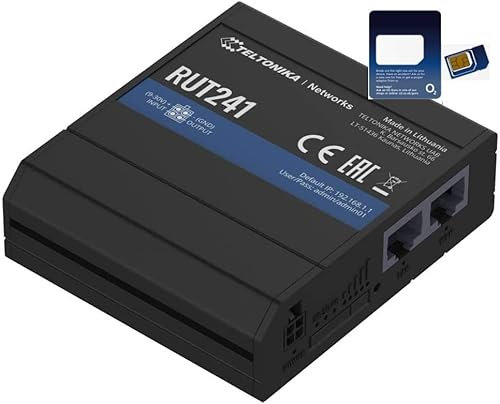 Teltonika RUT241 4G LTE Cat4 Industrial M2M/IOT Router with O2 Data SIM Card Bundle