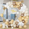White Gold Balloons Arch Kit, 127PCS Matte White Sand White Balloons Garland with Nude Balloons, Champagne Gold Balloons for Boy Girl Christmas Birthday Wedding Anniversary Graduation Party Graduation