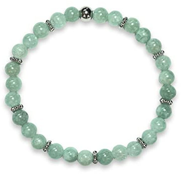 Majas Perlen Jade Myanmar Armband Perlen echt 6mm Daisyperlen echt platiniert oder vergoldet - Handmade Perlenarmband für Ausgeglichenheit Innere Ruhe Mut - Spiritueller Schmuck Damen Mädchen