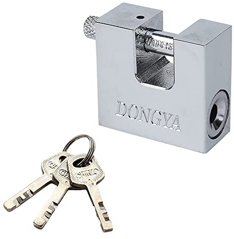 D-Shaped Stainless Steel Padlock with 3 Keys - 40 mm Waterproof Heavy Duty Padlock for Gates, Doors, Lockers, Sheds, Garages, Warehouses, Shipping Containers, Motorbike Chains