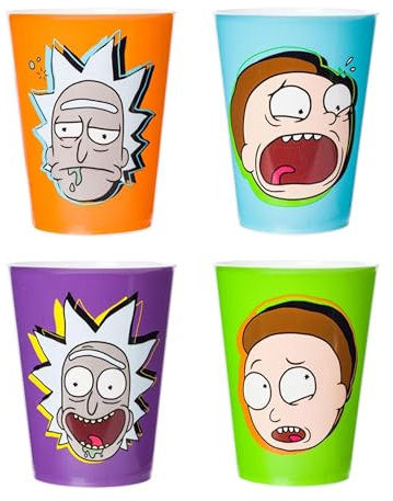 Silver Buffalo Rick and Morty Faces Mini-Becher-Set, Kunststoff, 42,5 ml, 4 Stück