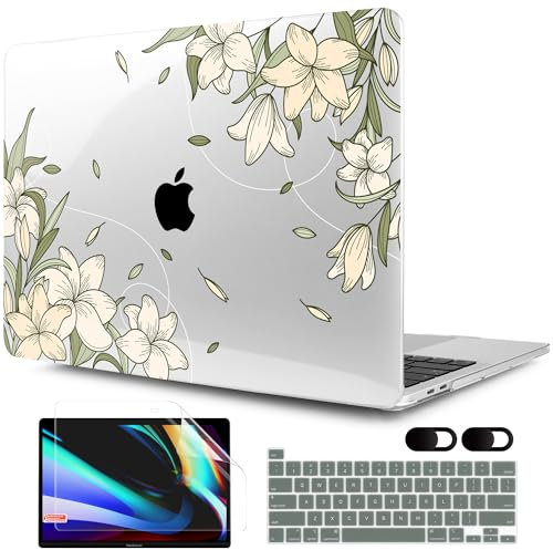 MEEgoodo Hülle für MacBook Pro 13 Zoll Hülle 2022 2021 2020 Neu A2338 M2/M1 A2251 A2289, Laptop Hartschalenhüllen mit Tastatur & Kamera Abdeckung Kompatibel mit 13 Zoll MacBook Pro Hülle, Floral