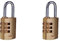 YALE Y150B/30/125/1 - Brass Combination Padlock (30mm) - Indoor Steel Shackle Lock for Backpack, Locker, Tool Box - 3 Dial Lock 1000 Combinations - Standard Security (Pack of 2)