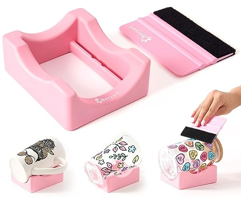 Beryzol Silicone Cup Cradle, Cup Cradle for Tumblers Use to Apply UV DTF Decal/Apply Vinyl Decals - Keep Mugs in Place with Felt Squeegee