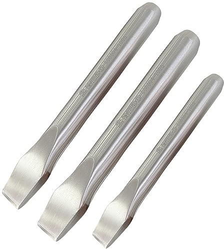 WEDO Juego de cinceles fríos de 3 piezas, juego de cinceles planos de acero inoxidable, hoja de 18, 18, 20 mm, juego de cinceles de madera, anticorrosión, alta resistencia, superficie pulida, a prueba