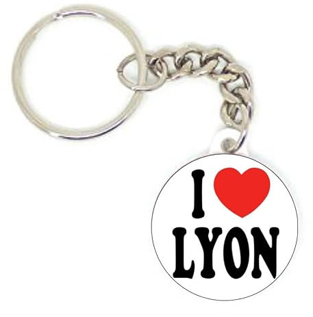 Porte clé badge I LOVE LYON RÉGION Auvergne-Rhône-Alpes CADEAU HUMOUR FAIT MAIN
