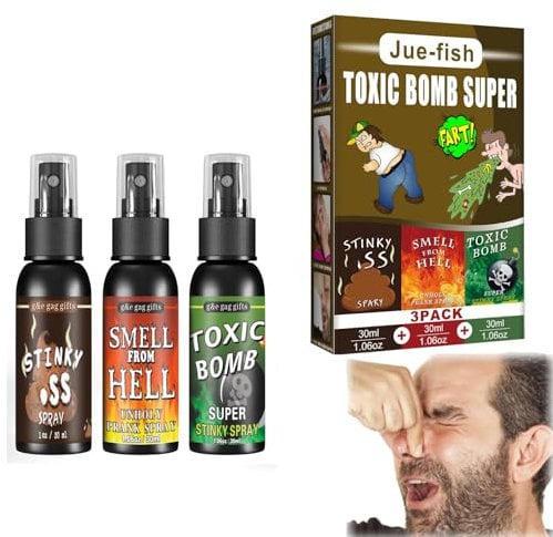 Stinkbomben Spray Extrem, Stinkbombe Extrem Stinkend Bomb, Stinkend bomben Spray Prank Sachen, Pups Langanhaltender Geruch, 30ml (DREI Düfte)