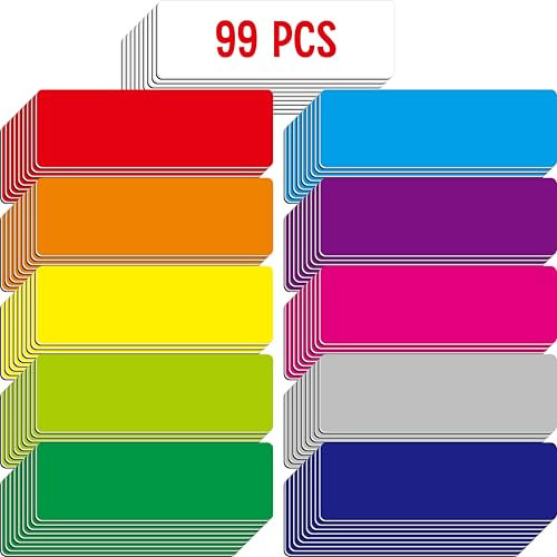 99 PCS Magnetic Name Tag Labels, 11 Colors Dry Erase Reusable Name Stickers for Whiteboards Locker Fridge School Office Home (Each Measures 1 x 3)