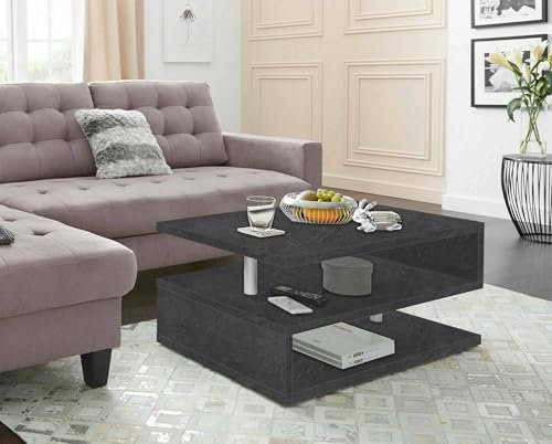 Dmora - Couchtisch Goffredo, Wohnzimmer-Couchtisch, niedriges Aufbewahrungselement, 90x55x41 cm, Schiefer