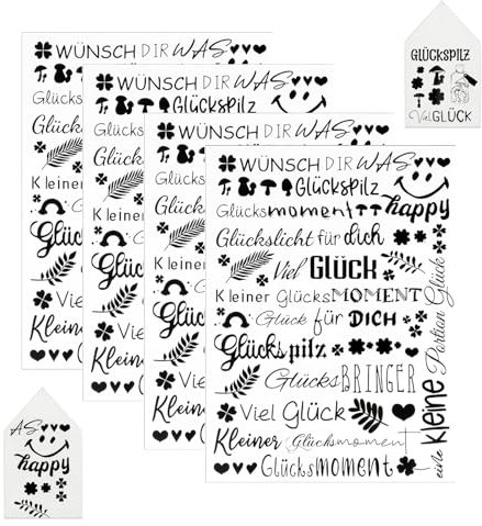 Cinsersr Rub on Sticker,4 Stück Rub on Folie,14 x 19 cm,Rub on Sticker Muttertag,Rub on Stickers,Glückszitat-Aufkleber,Geeignet für Möbel Glas Holz DIY-Geschenkdekoration