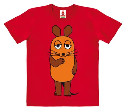 Logoshirt®️ TV I Die Sendung mit der Maus I Maus I Bio T-Shirt Print I Kinder I Mädchen & Jungen I kurzärmlig I rot I Lizenziertes Originaldesign I Größe 164