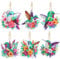 JSRQT 6 Pièces Porte-clés Peinture Diamant, 5D DIY Fleur et Oiseau Porte-clés à Coller Double Face, Broderie Diamant Porte-clés Pendentif en Mosaïque de Diamant Ornements pour Décoration de Sac à Main