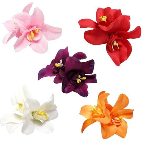5 Pcs Flower Hair Clips,Hibiscus Flower Hair Accessories, Hawaiian Durable Flower Claw Clips for Secure Hold, Perfect for Weddings, Parties, and Everyday Use
