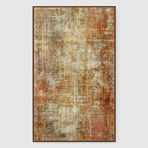 PONY DANCE Vintage Teppich Wohnzimmer 200x300 cm Dünner Aber Flauschiger Kurzflor Teppich Waschbar in Waschmaschine Rutschfester Teppich für Schlafzimmer/Hotel, Zeitreise