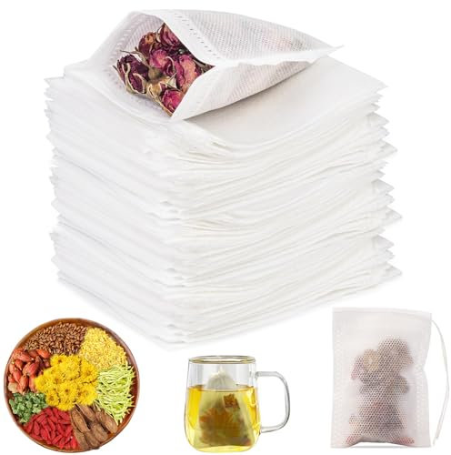 300 Stück Teefilter für Losen Tee - 7 X 9cm Teebeutel Einweg mit Kordelzug, Tee Filter,Filter, Bags für Duftender, Gewürze,Vanille, Lavendel, Kaffee