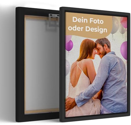 Cimpress Personalisiertes Leinwandbild, Ihr Foto auf Leinwand mit Rahmen, 30x40 cm, selbst gestalten mit Bild & Text, Wanddeko bedruckt – Geschenk zum Muttertag, Vatertag