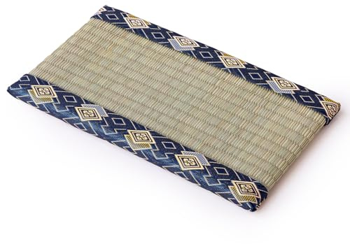 Asayu Mini-Tatami-Matte aus echtem Igusa-Binsengras, hergestellt in Japan, ideal für Bonsai, Puppenständer, Untersetzer oder Räucherstäbchenhalter (Blau)