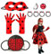 SAIIURV 8 Stücke Ladybug Kostüm Zubehör Set, Lady Bug Maske Handschuhe Tasche Haarbänder Ohrring, Ladybird Kostüm Kinder, Ladybird Kostüm Mädchen Cosplay Fasching Ladybird Spielzeug (Rot, Schwarz)