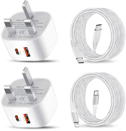 25W Charger Plug C and Cable for iPad Pro 12.9 11 2nd 3rd 4th 5th 6th Generation/Air 2 3rd 4th 5th/Mini 2 3 4 5 6/iPad 4th 5th 6th 7th 8th 9th 10th/iPhone 15 16 16e/14 Pro Max USB C Phone Adapter