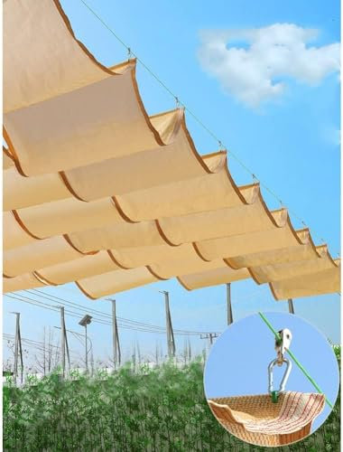 HynJGih Ombrellone Retrattile Vela Parasole ondulata Retrattile, Tenda for pergola Resistente ai Raggi UV, Tenda da Tetto, Parasole for Protezione Solare for Patio Esterno da Giardino(1.2x7.2m)