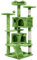 Abician Arbre à Chat à Grimper Multi-Niveaux Hauteur 137cm Idéal avec 2 Niches 3 Plateformes 2 Boules en Sisal Arbre pour 3-4 Chats Vert