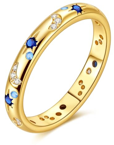 Hapour 925 Sterlingsilber Ring für Damen - Ewigkeitsring, Stapelbarer Schmuckring als Geschenkidee in Ringgröße 15-20