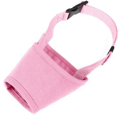 Verstellbarer Maulkorb für Hunde zum Beißen und Bellen – weicher, atmungsaktiver Polyester-Maulkorb mit Schnellverschluss-Schnallen für Training und Außenbereich (Rosa, Größe XL)