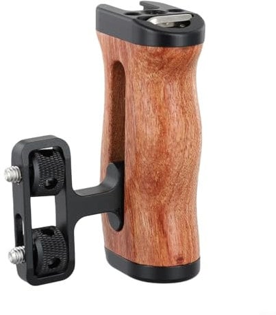 ZAMETTER Camera Cage Side Handles Stabilizer Wooden Cameras Sides Handles Grip Aluminum Alloy Side Grip Handle Stabilizer Rosewood Portable Camera Cage Handle Mini Sides Ha-ndle(Wooden handheld grip)