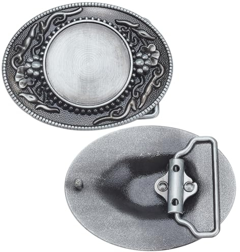 WEBEEDY DIY Blank Gürtelschnalle Western Blumenverzierungen Blank Plain Gürtelschnalle Zum Gravieren Individuelle Leere Schnallen Für DIY Lederhandwerk Hardware