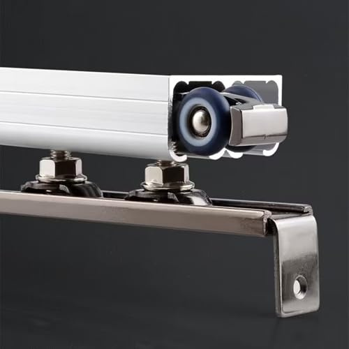 Binario per porta scorrevole Kit Di Binari A Doppia Guida Per Porte Scorrevoli Fai Da Te, Nascosti Esterni/soggiorni/camere Letto, Montaggio Soffitto E Parete(590cm/19.4ft)