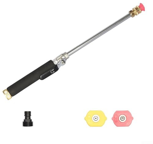 High Pressure Washer Wand Ergonomic Handle Brass Quick Connect Metal Extension Two Spray Nozzles Flexible Hose Fit Lightweight Design For Car Cleaning Home Gardening Irrigation Pet Bath