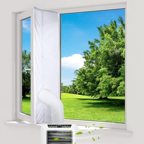 Fensterabdichtung für Mobile Klimageräte, 500CM Fenster Klimaanlage Abdichtung mit Klettband & Kabelbinder für Wäschetrockner, Ablufttrockner, Hot Air Stop zum Anbringen an Dachfenster, Flügelfenster