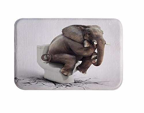 A.Monamour Badematten Badteppiche Badvorleger Weiße Hintergründe Elefanten Sitzen Auf Wc Geknackt Boden Lustig Drucken Antibakterielle Flanell Bad Teppich Matten Für Wohnzimmer Schlafzimmer Badezimmer