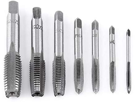 7pcs Metrisches Gewindebohrwerkzeug-Set Stahl M3-M12 Gewindebohrer für Holz Kunststoff Aluminium zum Erstellen von Innengewinden