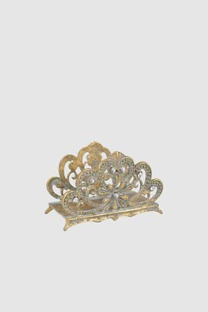 Serviettenhalter Messing-Grün mit Kristallsteinchen Serviettenständer Ständer Servietten Altgold Messingständer Vintage Shabby Chic