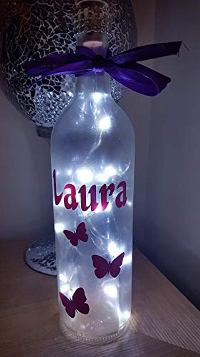 Personalised name butterfly light up bottle