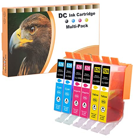 D&C 6X Druckerpatronen Kompatibel für Canon PGI-525 CLI-526 für Canon Pixma MG6250 MG8150 MG8250 MX885 MX895 IP4840 IP4850 IP4900 MG5140 MG5150 MG5240 MX710 MX715 MG6100 MG6150 MG6200 IP4950 IX6550