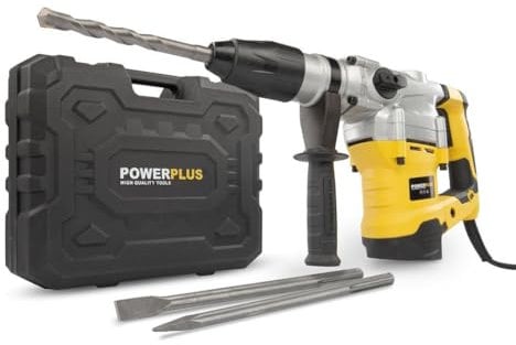POWER plus Elektro-Schlagbohrmaschine POWX1179-3 in 1: Schlagbohren, Meißeln und Meißeldrehen, 1600 W Bohrleistung, 9 J, SDS max, 3 Zubehörteile