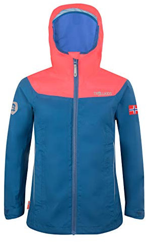 Trollkids Girls Bergen Jacket 152, Midnight Blue/Coral