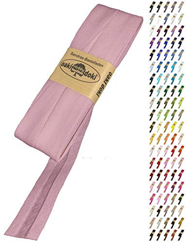 Sandras-Bastelladen Schrägband/Einfassband Baumwolle Uni gefalzt 5m x 20mm 749-Altrosa