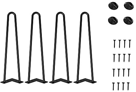 WINSOON 4er Set Haarnadel Tischbeine 50cm Metall Hairpin Legs DIY Tischbeine Möbelfüße Tischkufen aus Stahl mit Bodenschoner und Schrauben Verfügbar für Schreibtisch Esstisch, Couchtisch, Tisch